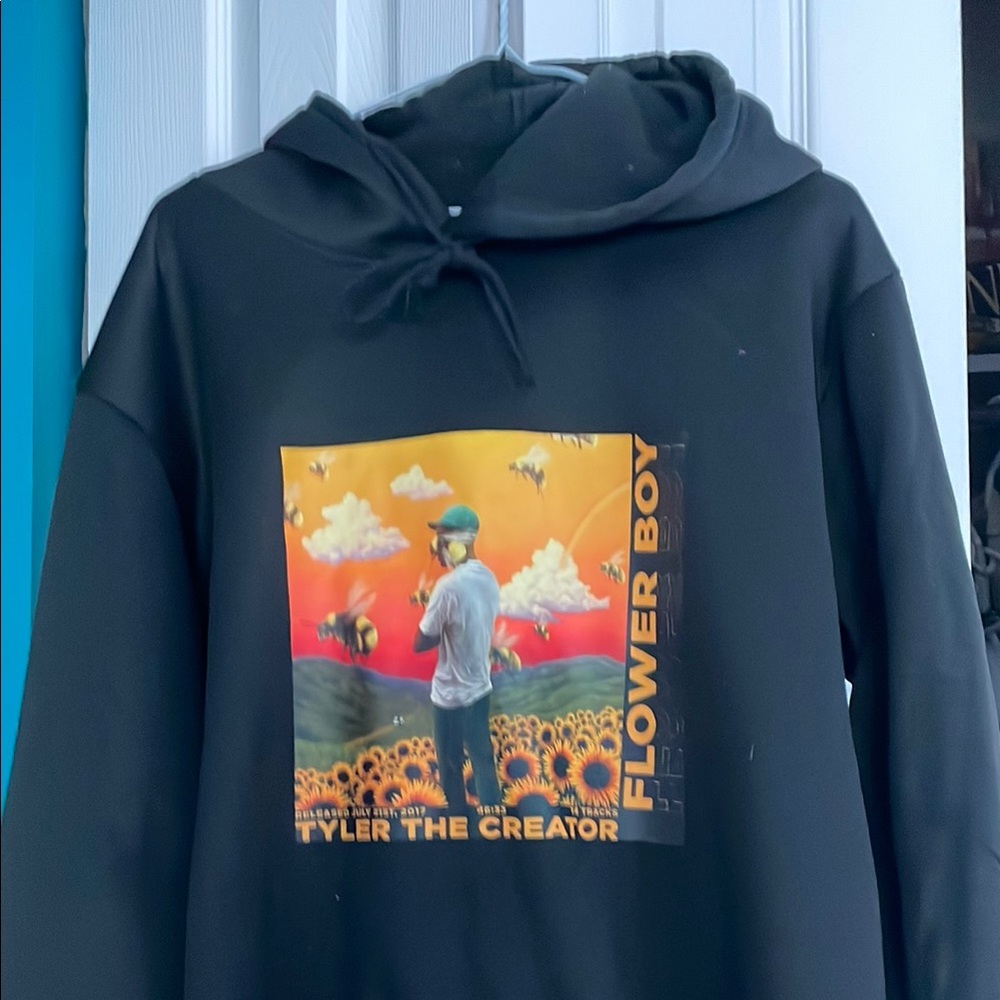 Tyler The Creator Black Hoodie with Flower Boy Graphic